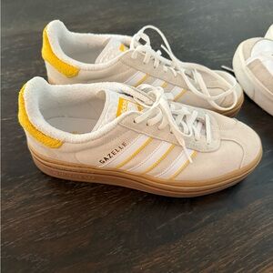 Adidas Gazelle with White and Yellow Accents